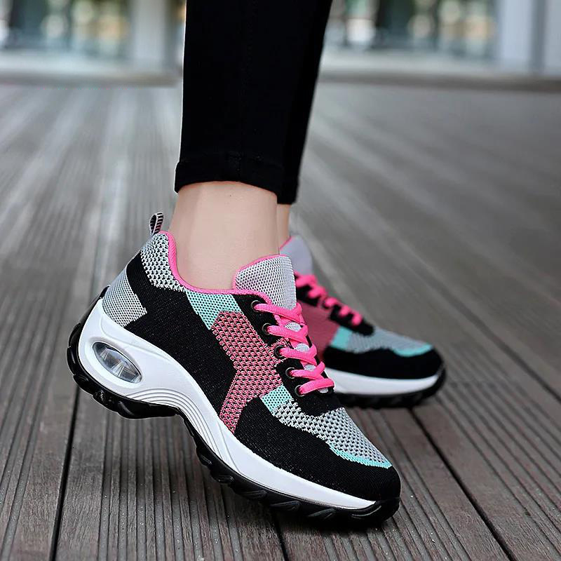2025 Summer New Women's Breathable Mesh Air Cushion Sports Designer Fashionable Height Increasing Casual Shoes