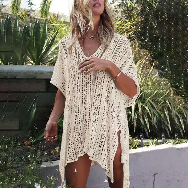 2020 European and American Bikini Hollow Beach Resort Hoodie Knitted Sunscreen Swimsuit Women's Anti Hiking 2025 New Casual Versatile Fashion Clo