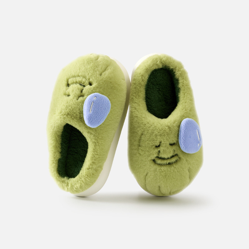 Hamburger cotton slippers for couples, autumn and winter new cartoon cute fur slippers, indoor home with plush warm cotton slippers
