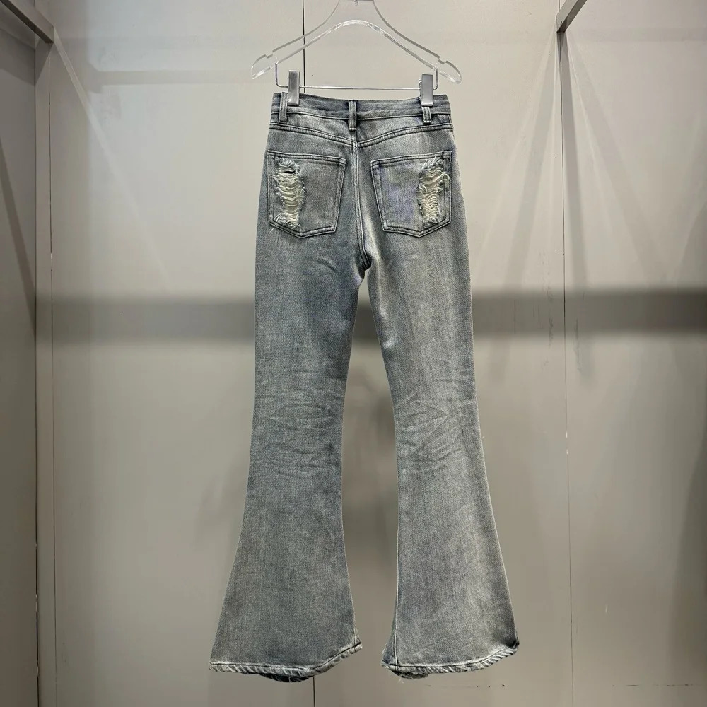 womens jeans pure cotton washed holes white high waisted flameretardant y2k clothing street highquality pants and bras 250407