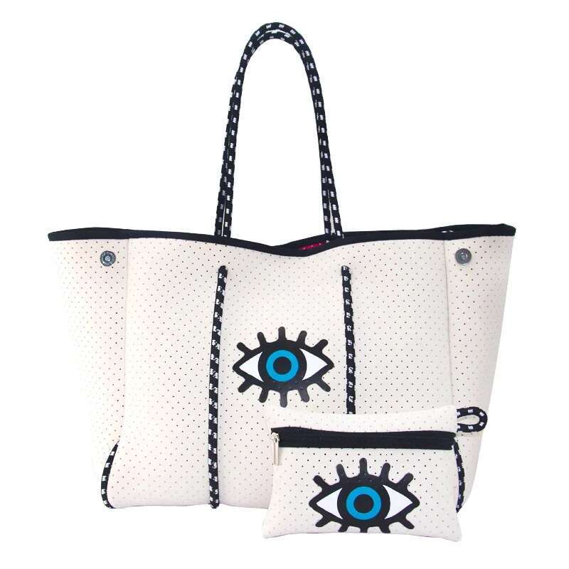New Arrival Hot Selg Beach Tote Bag Wholesale Women Large Shopping Handbags Perforated Neoprene