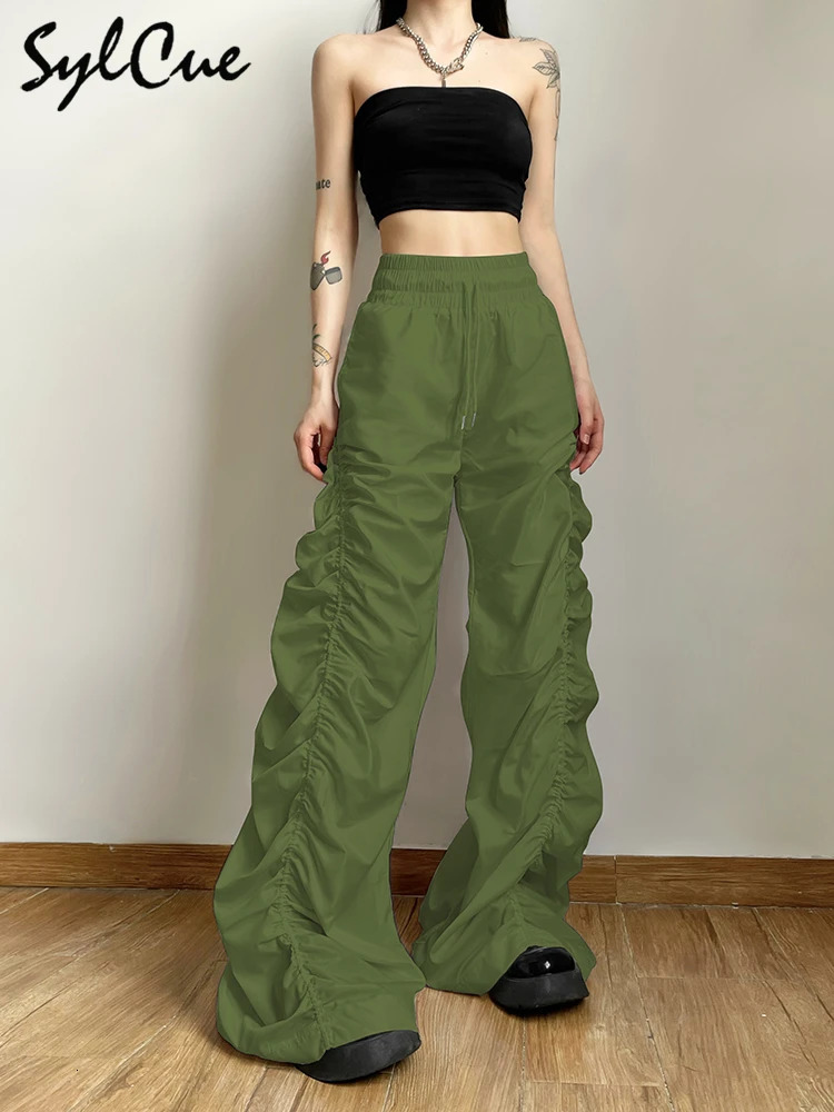Nibber fashion trend personalized confident avantgarde cool fully matched casual loose fitting girls high waist wide leg lantern pants 250407