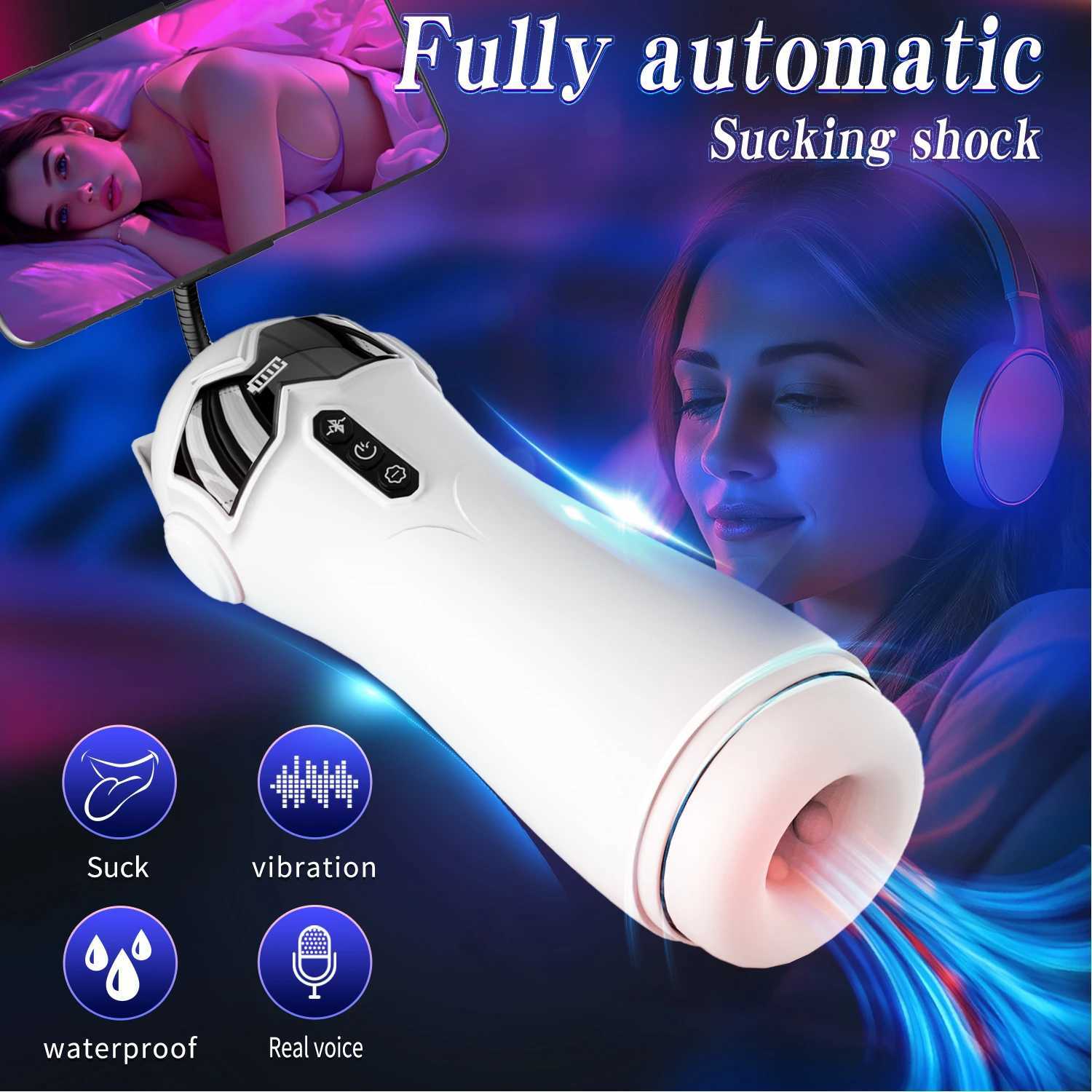 Automatic Sucking Male Vibration Masturbator Male Heating Masturbation Cup Vaginal Sex Toys for Men Adult GoodsW250408