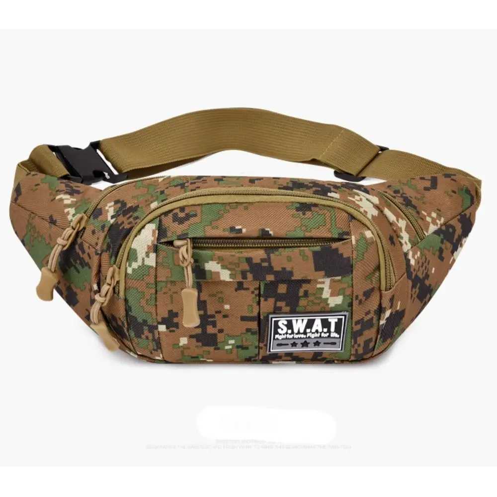 Large capacity outdoor waist bag multi-layer sling bag new nylon waterproof camouflage bag Z250407
