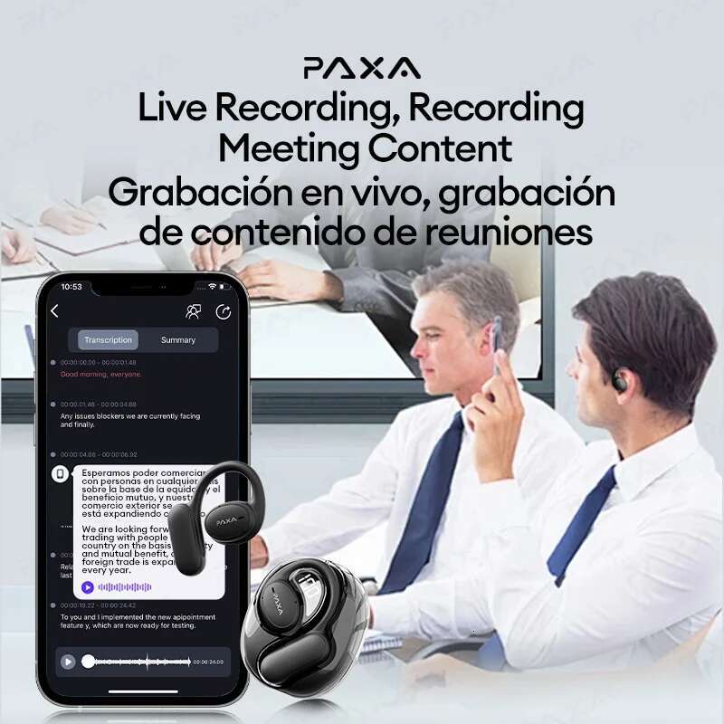 PAXA Openair5 Smart Wireless Bluetooth Touch Earphones 5.4 Hi-Fi stereo music Gaming Earbuds HD Call AI Translation Headset