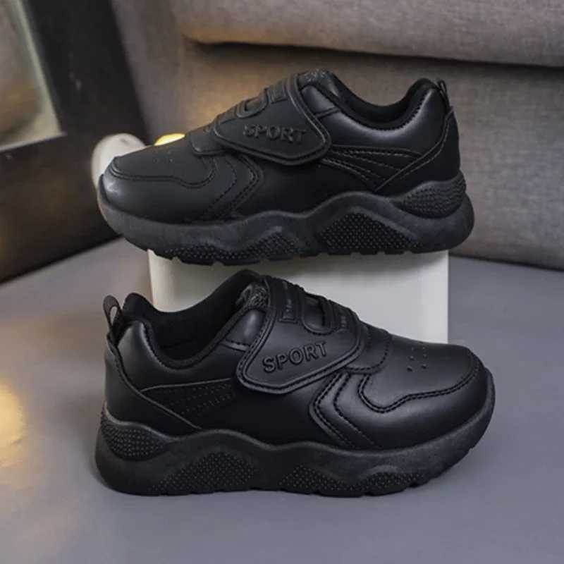 Childrens sports shoes boys casual shoes black and white leather students basketball shoes trend fashionable childrens sports shoes W250407