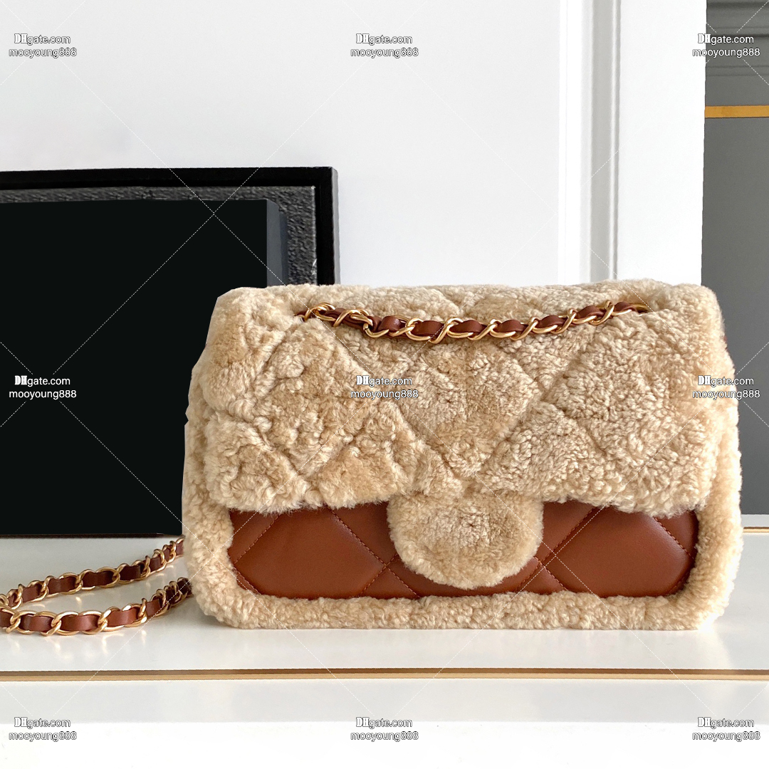 12A Upgrade Mirror Quality Designer Teddy Shearling Bags Luxury Handbags for Women Genuine Leather Quilted Shoulder Bag Brown Crossbody Purse with Box