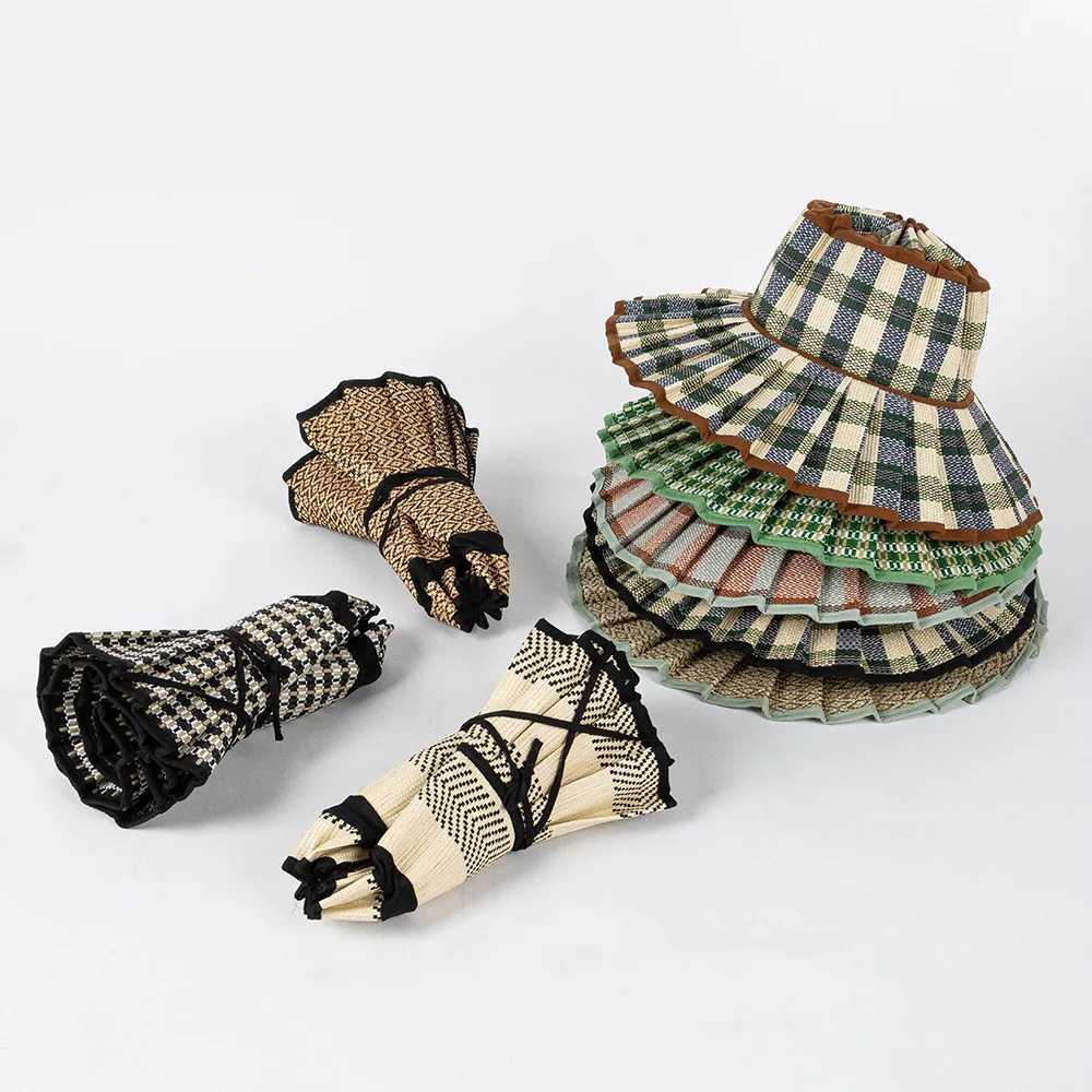 Fashionable womens folding summer flat top hat large Brim straw hat womens Milan HatSun hat Capri hat z250408