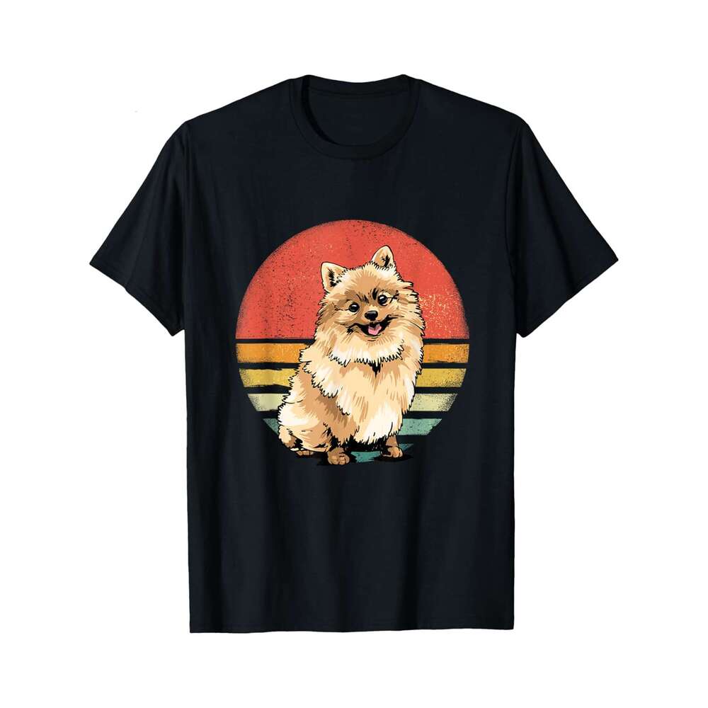 Designer T shirt Retro Pomeranian Dog Pom Puppy Pomeranian Owner Dog Lover - 220g Tshits