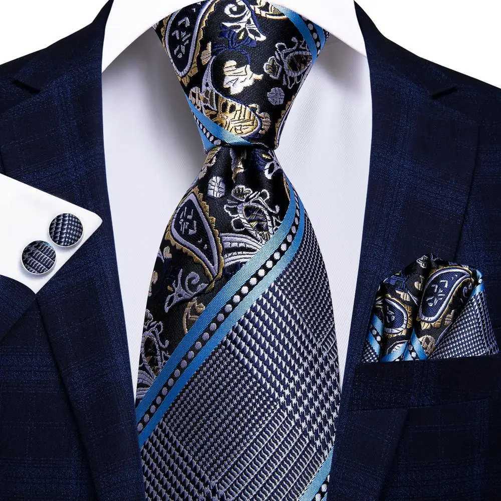 Hi-Tie Designer Elegant Mens Ties Gentlemen Pueple Novelty Luxury Brand Ties For Men 2023 New Business Necktie Handky Cufflinks X250407