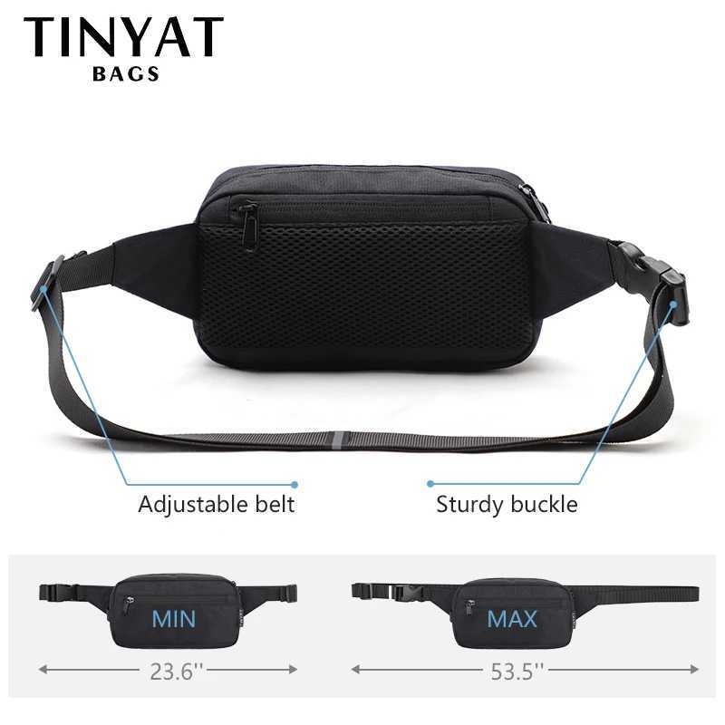 Tinyat Mens Waist Bag Mobile Wallet Travel Big Womens Belt Bag Waterproof Shoulder Bag Black Fanny Bag Bum Bag Z250407