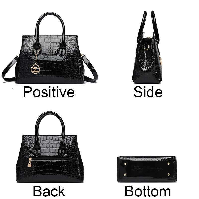 Women's Crocodile Pattern Handbag Fashionable Large-Capacity Vintage Commuter Business Multifunctional Tote Bag Sac
