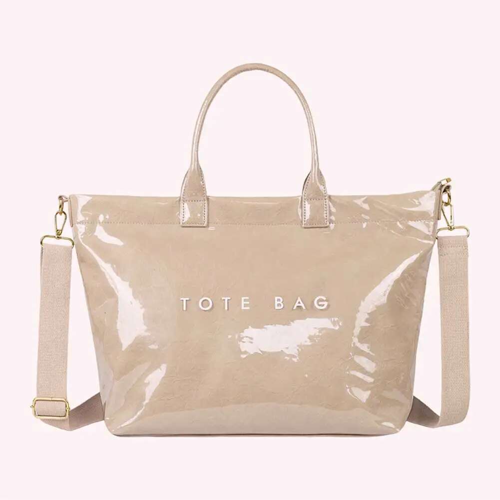 PVC Casual Waterproof Fashion Tote Handbag Large Capacity Leisure Shoulder Shopping Work Date Bag