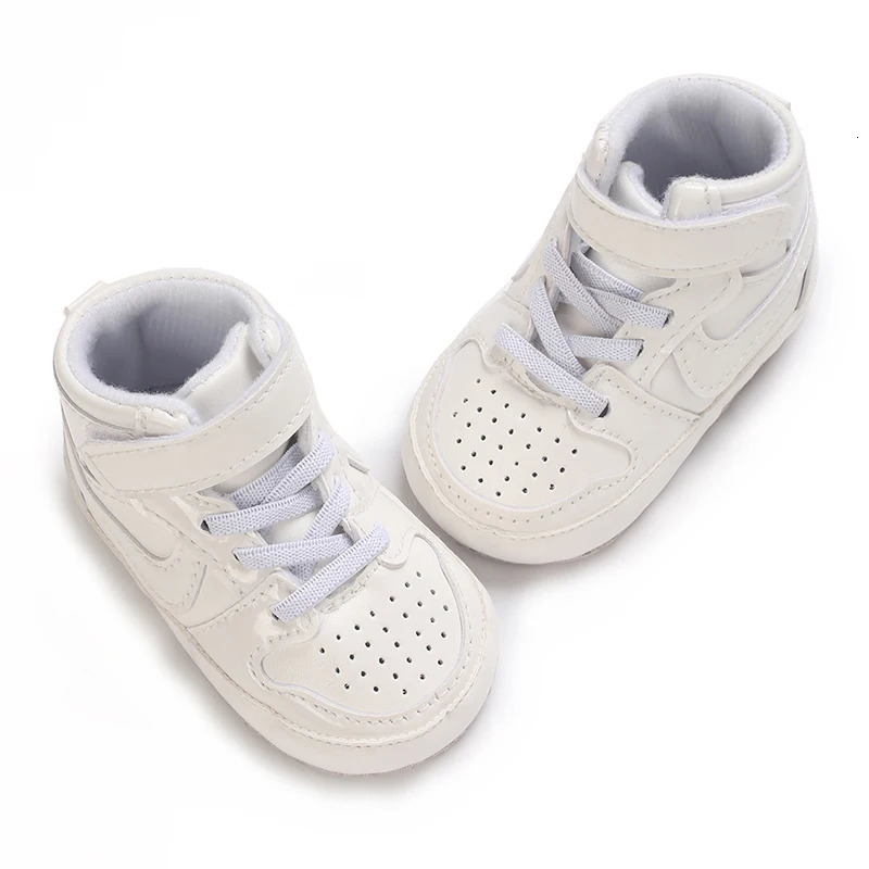 Spring and Autumn Baby Shoes Fashion Classic White PU High Top Sports Shoes Soft Sole Comfortable Casual Walking Shoes 251107