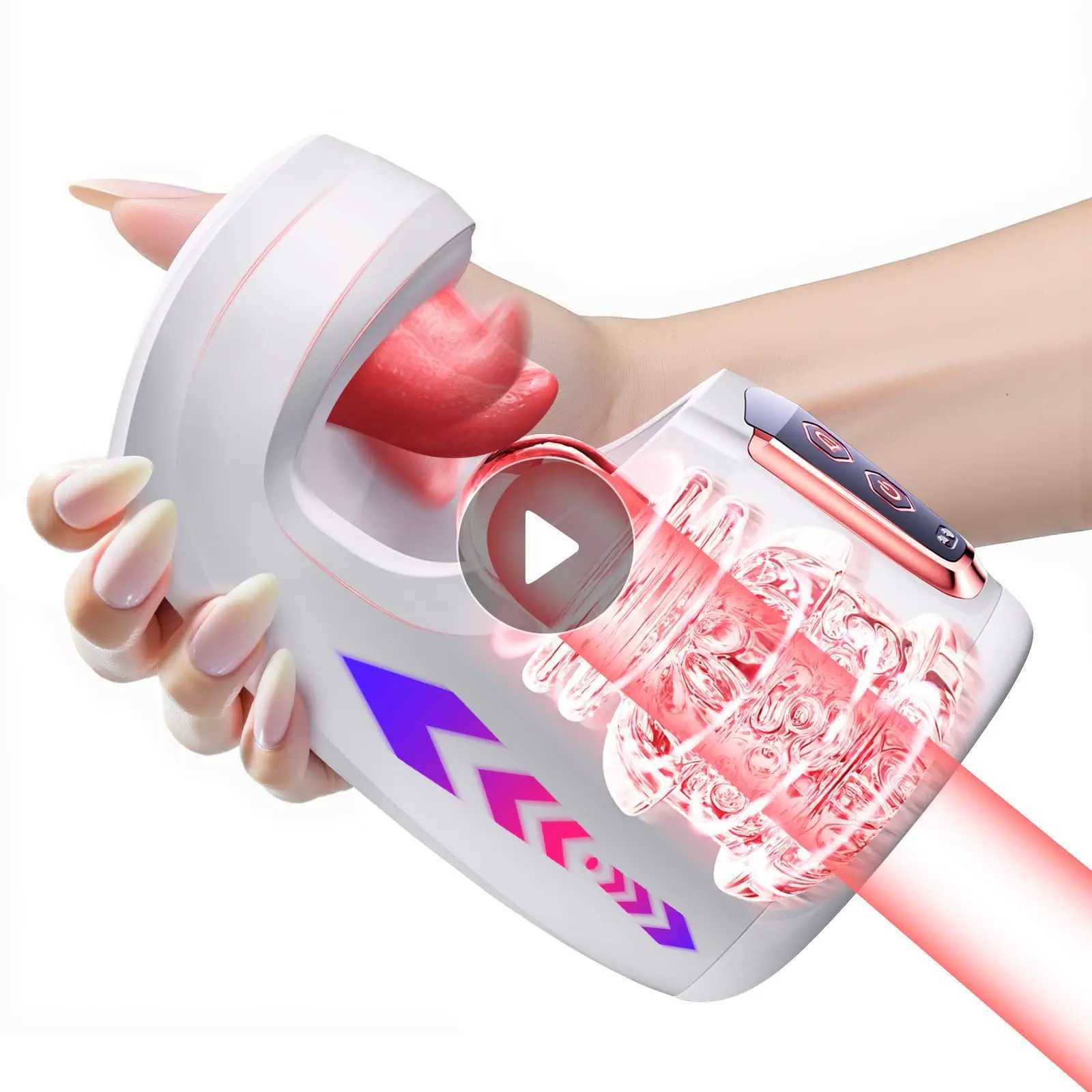 HESEKS Sex Toy Mens Automatic Masturbation Cup Adult Sexy Toy Tongue Licking Remote Vibration Penis Masturbator 18+W250408