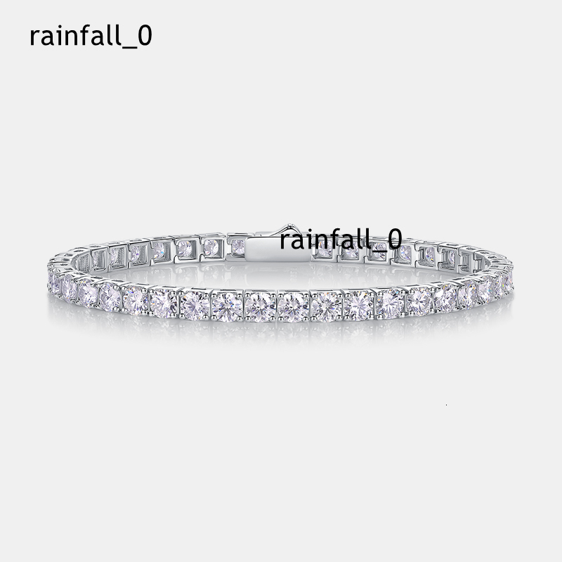 S925 Silver Round Moissanite Bracelet White Color Women Jewelry Bracelet with GRA Certificate 20cm Length Tennis Chain Bracelet