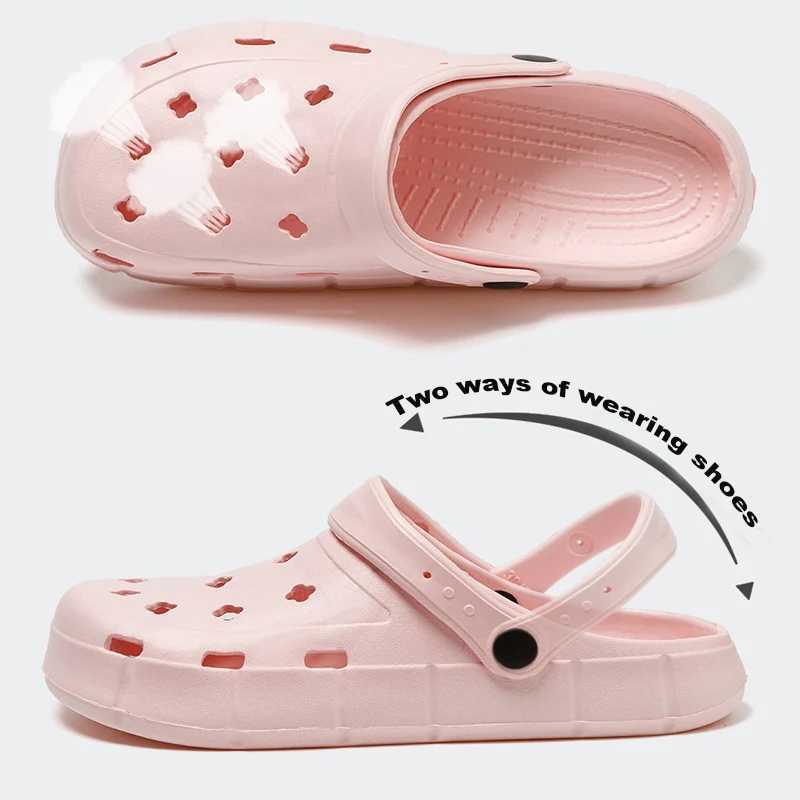 New Arrival Womens Waterproof Slide Summer Outdoor Womens Slide EVA Soft Bottom Garden Shoes Indoor Solid Color Slide Hole Shoes T250408