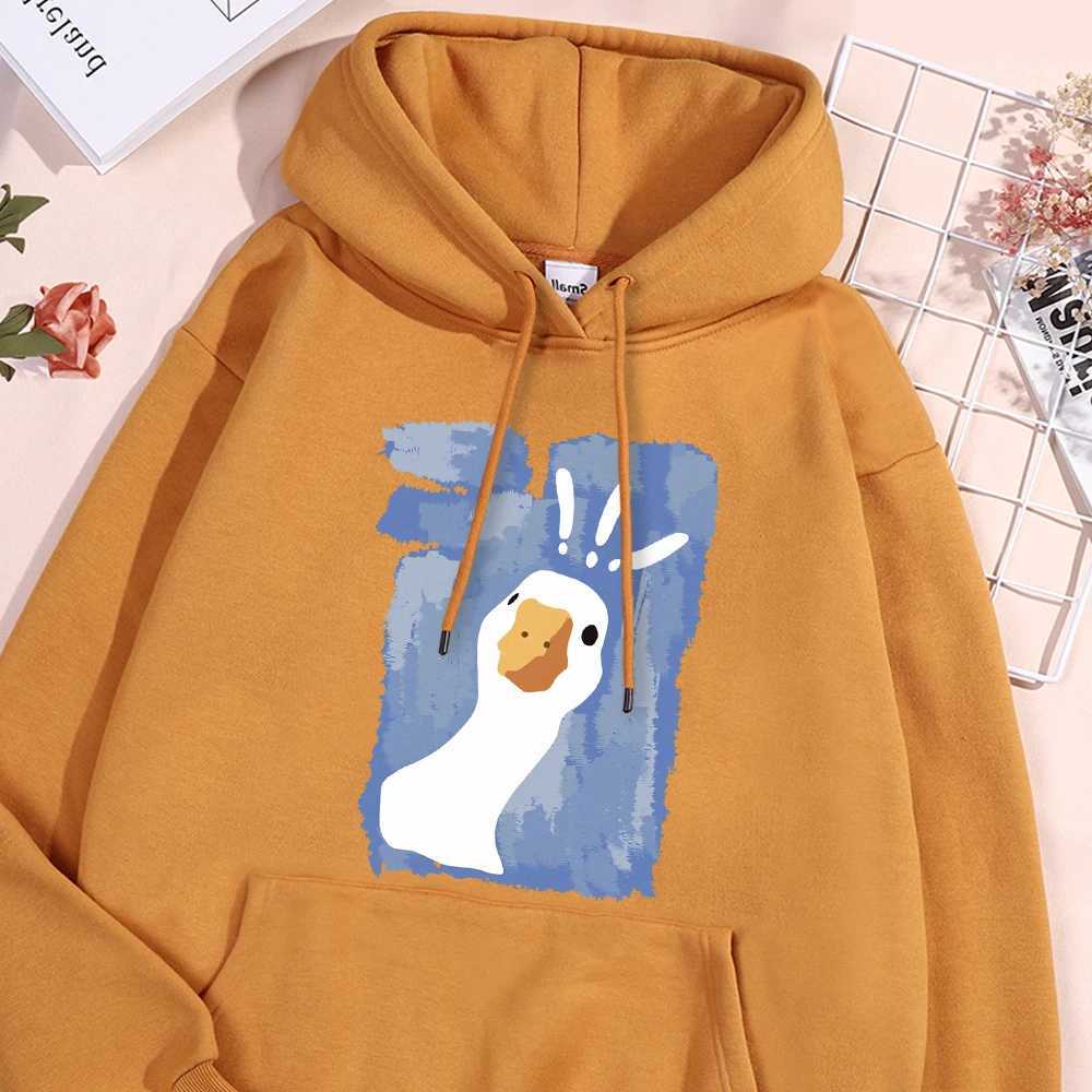 Graffiti art confuses duck print mens hoodies fashionable large-sized hoodies loose casual hoodies Korean S-Xxl womens clothing W250408