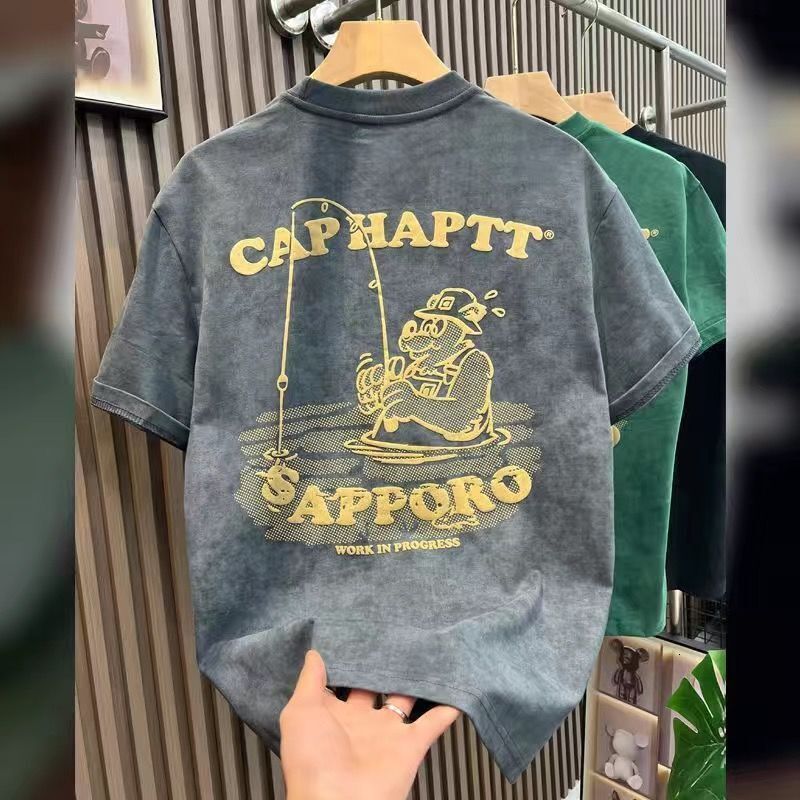 2025 New Designer T-shirt Outdoor Sports Top American short for men's summer haute couture loose fashion label half sleeved printed T-shirt cotto