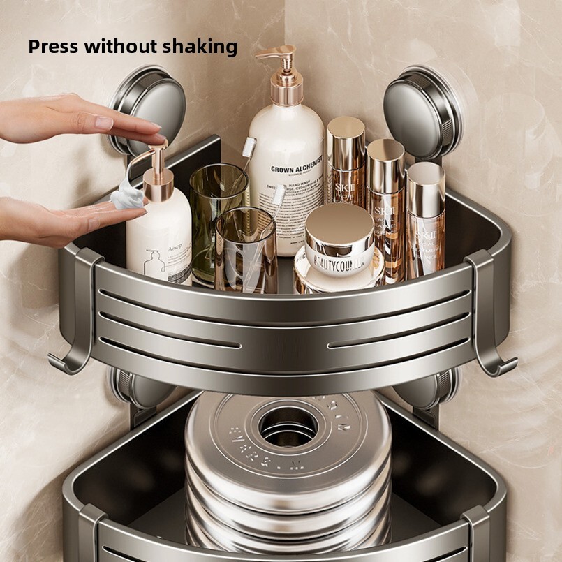 Bathroom Suction Cup Triangle Storage Rack Corner Shower Room Washstand Wall-Mounted Toilet Organizer Shelf