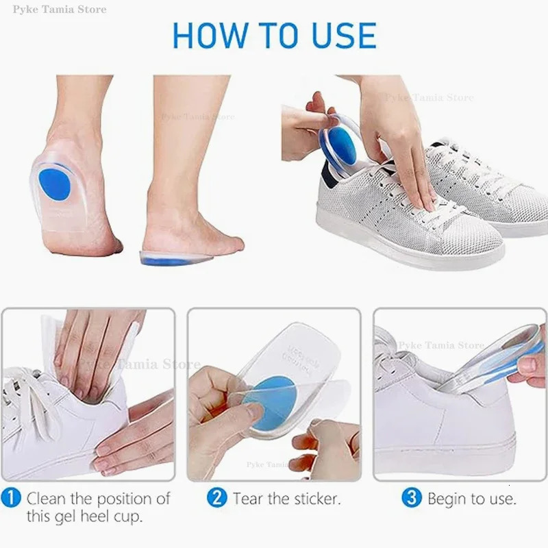 Silicone Heel Pad Gel Soft Insole Sports Shock Absorbing Shoe Pad Bone Spurs Pain Relief Protect Heel Foot Massager Care Inserts 250408