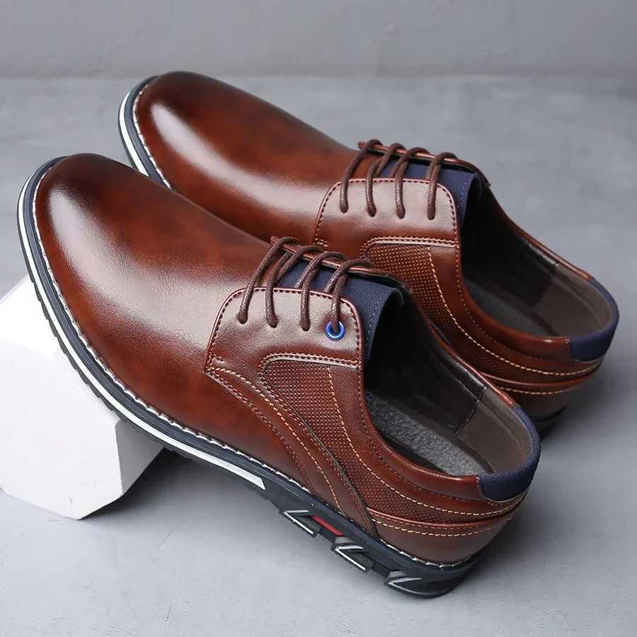 Hot Retro Business Fashion Casual Shoes For Men Office Brown Knight Loafers Elegant Breathable Mens Leather Shoesc250408