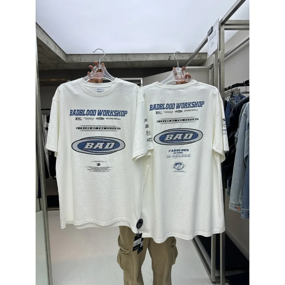 Summer short sleeved printed loose old Tshirt retro mens American graphic womens clothing 250407