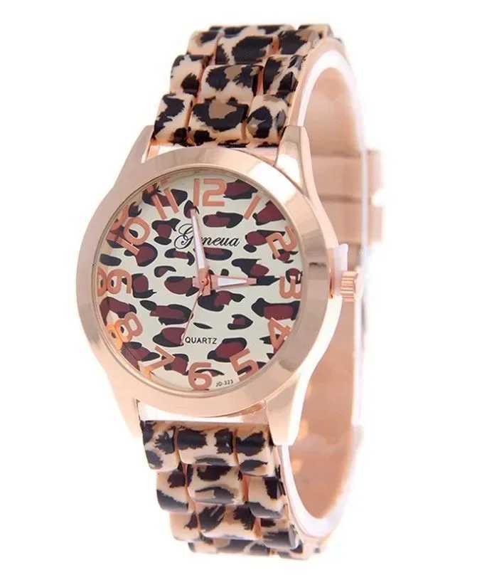 Leopard Print Silicone Watch 2024 New Casual Student Watch Leopard Print Colored QuartzT250408