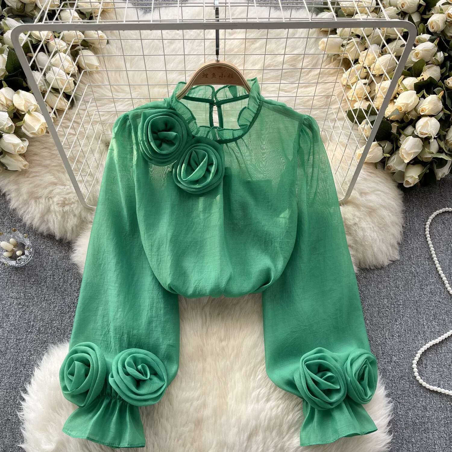 Ruffle Chiffon Blouse Summer Women Lantern Sleeve Fashion Slim Loose Vacation Ladies Y2k Casual Chic Tops