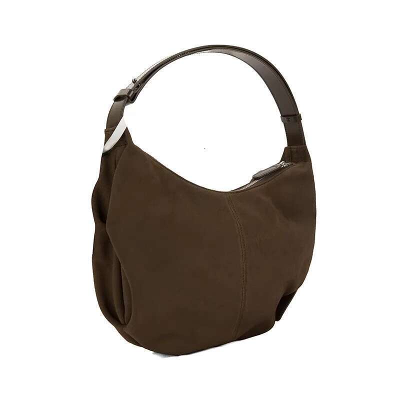 MABULA Genuine Suede Half Moon Women's Underarmshoulder Fashion Solid Hobo Phone Purse Design Vintage Handbag
