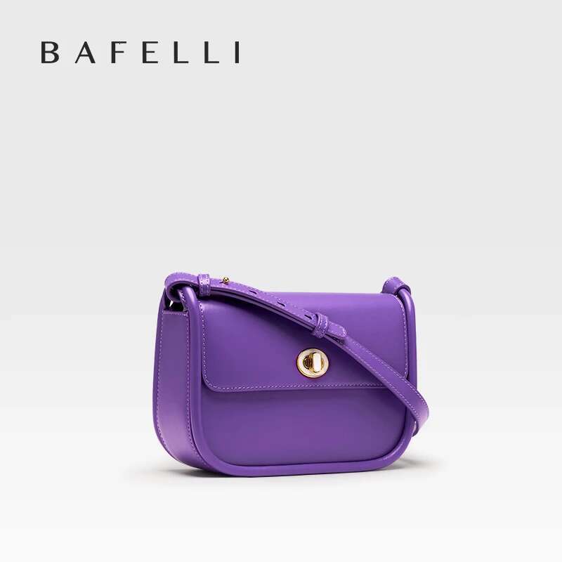 BAFELLI 2024 Women's NEW TREND LEATHER SADDLE BAGS FASHION STYLE ORIGINAL DESIGNER BRAND CASUAL CROSSBODAY PURSE SHOULDER