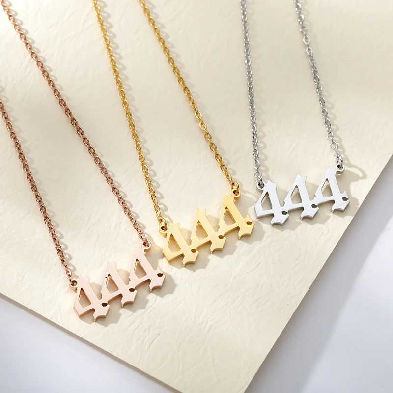 444 666 777 Angel Number Necklace Devil Angel 999 222 111 Necklace For Women Collares Chain Stainless Steel Minimst JewelryC250407