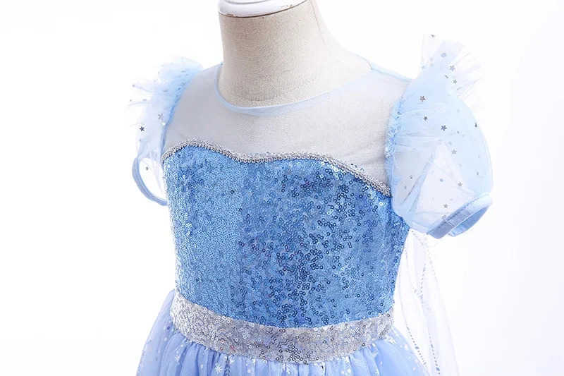 Disney 2025 LED Light Elza Spirit Princess Costume Girl Role Play Snow Queen Dress Up Childrens Costume Halloween Elza Blue Dress X250408