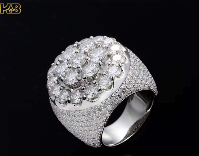 Moissanite Hip Hop Ring 925 Sterling Silver Iced Out Diamond VVS Design Luxury Statement Jewelry for Men Women