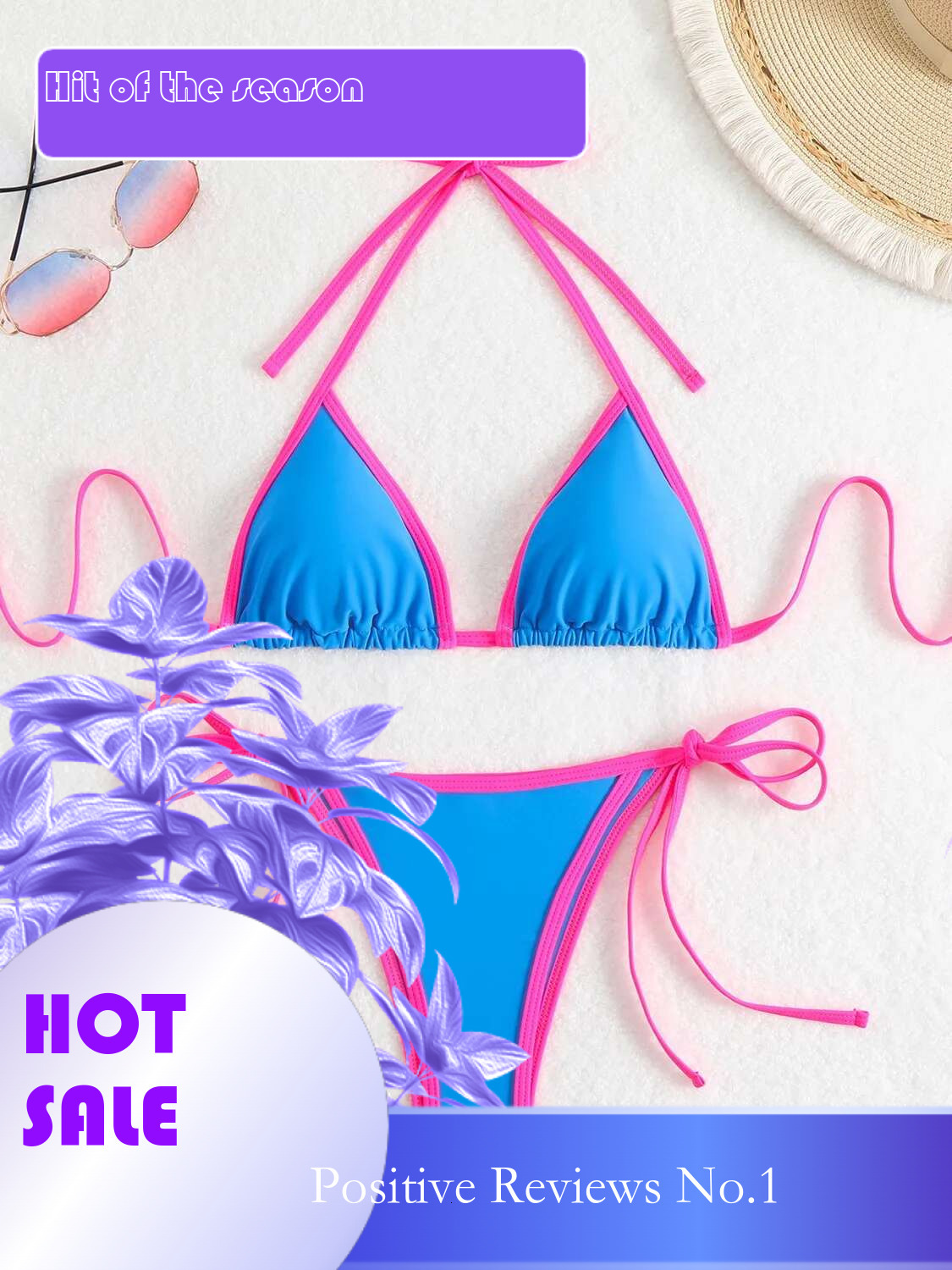 Dongdumaoyi Sexy Micro Bikini Women Pink Blue Contrast Push Up Tie Side Thong Swimsuit Brazilian Beach Bandage Bathing Suit Swimwear