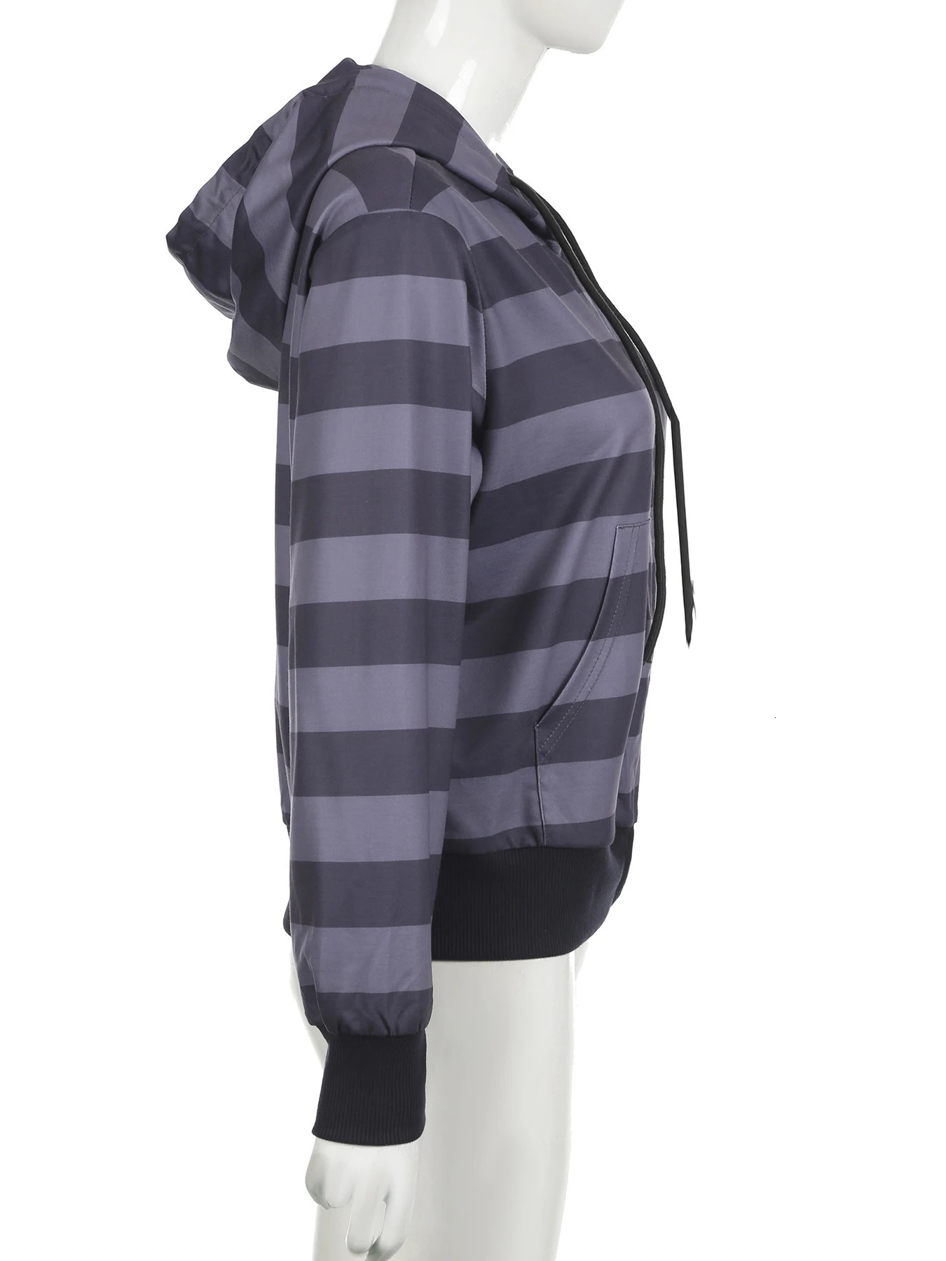 IAMSURE casual streetwear striped zipper hooded sweatshirt loose long sleeved sportswear womens autumn winter fashion women 250407