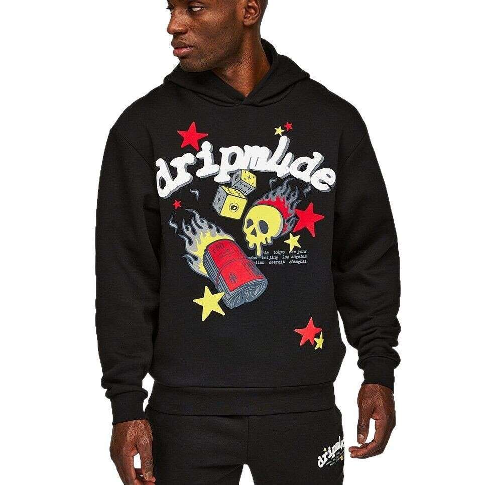 American street skull letter print fashion design pattern men's and women's summer loose hoodie
