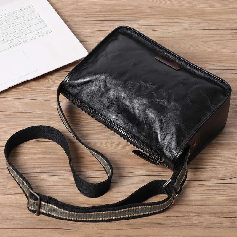 New Design Men Boys Crossbody First Layer Cowhide Leather Shoulder Bags Fashion Flap Messenger Bag Quality