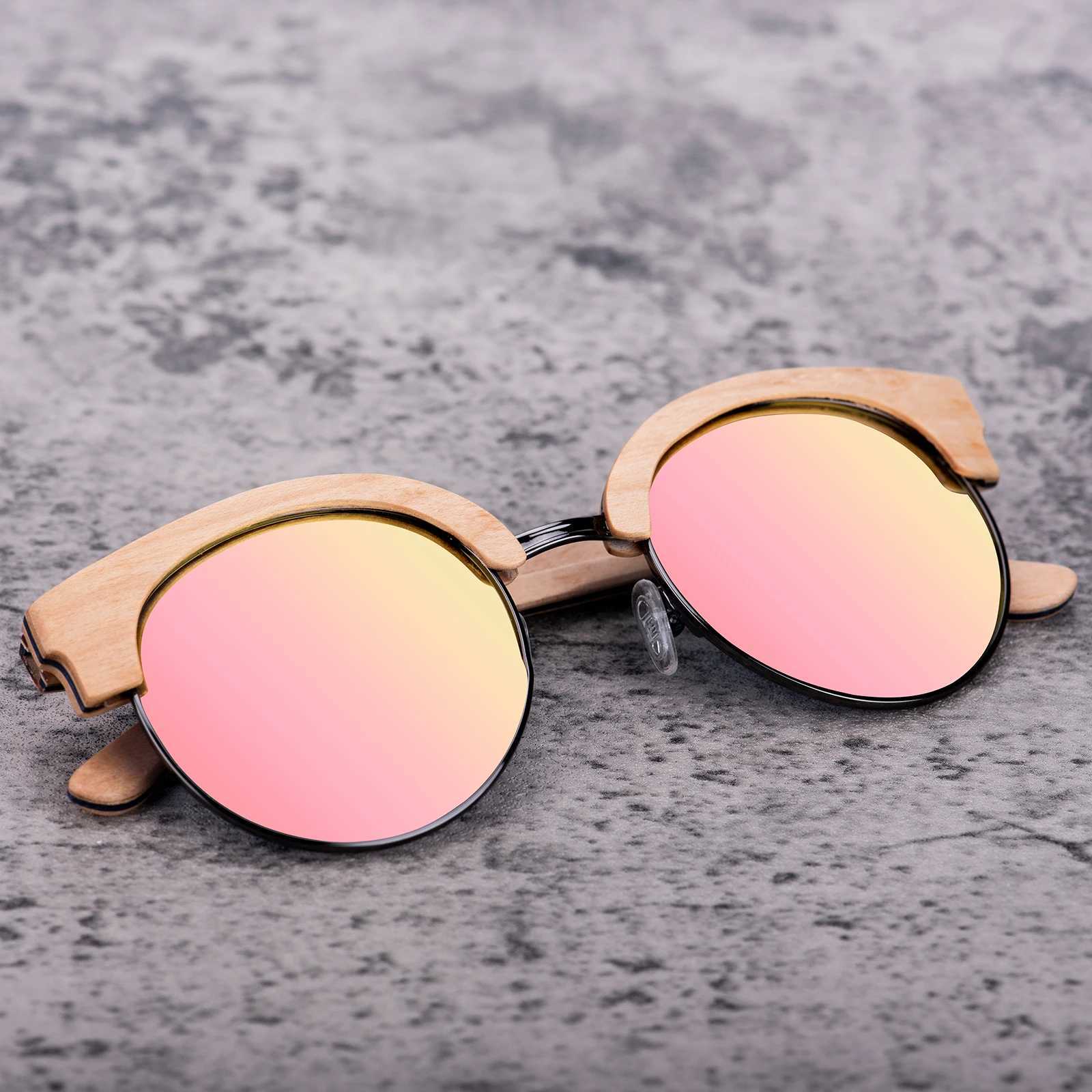 BOBOBIRD Wood Sunglasses Half Frame Vintage Sunglasses Polarized Mens Womens Luxury Outdoor Eyewear Gifts for Friends NEW In W250408