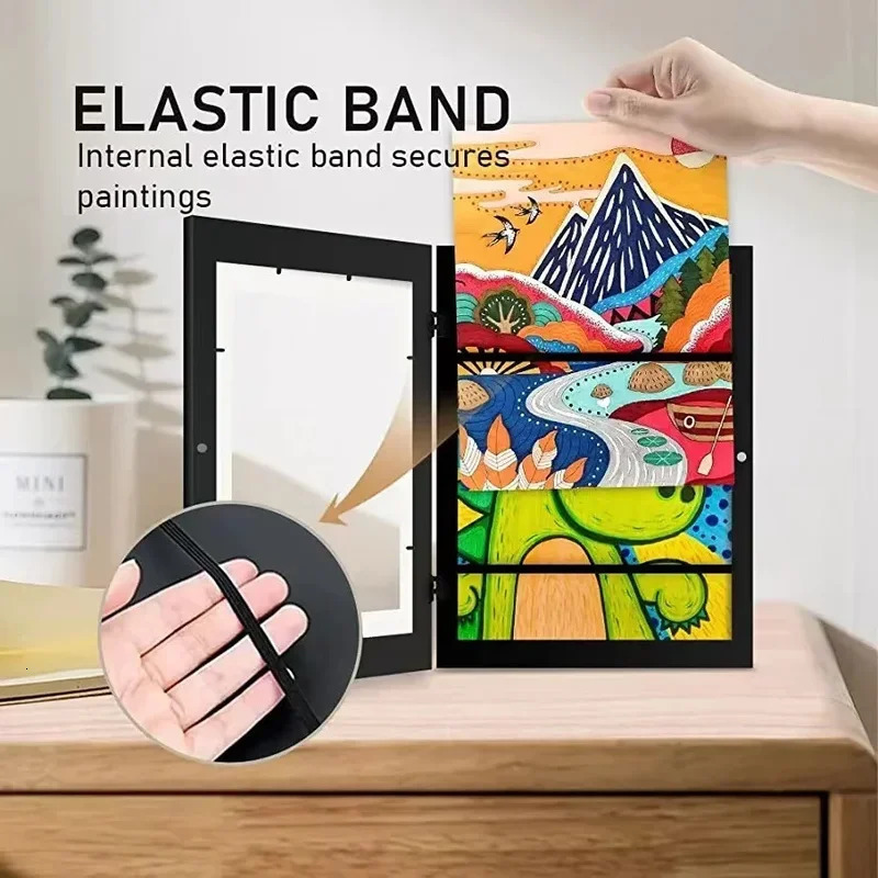 Simple wooden frame A3/A4 picture frame DIY Childrens Exhibition of Paintings Home Decoration Storage Rack 250408