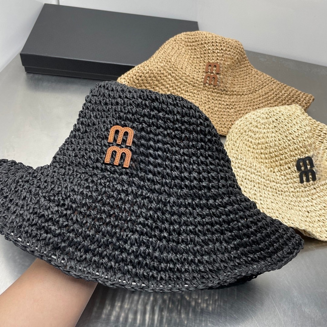 fashion bucket straw letter simple beach weave designers designer hat for women prevent sun protection holiday hats casual