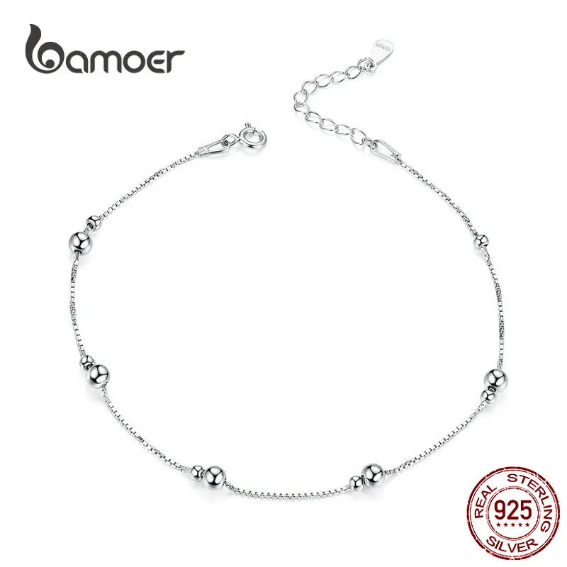 Minimalist Round Beads Anklet Sterling Silver Chian Bracelet for Leg Female Foot Jewelry For Women Leg Chain SCT005 250403