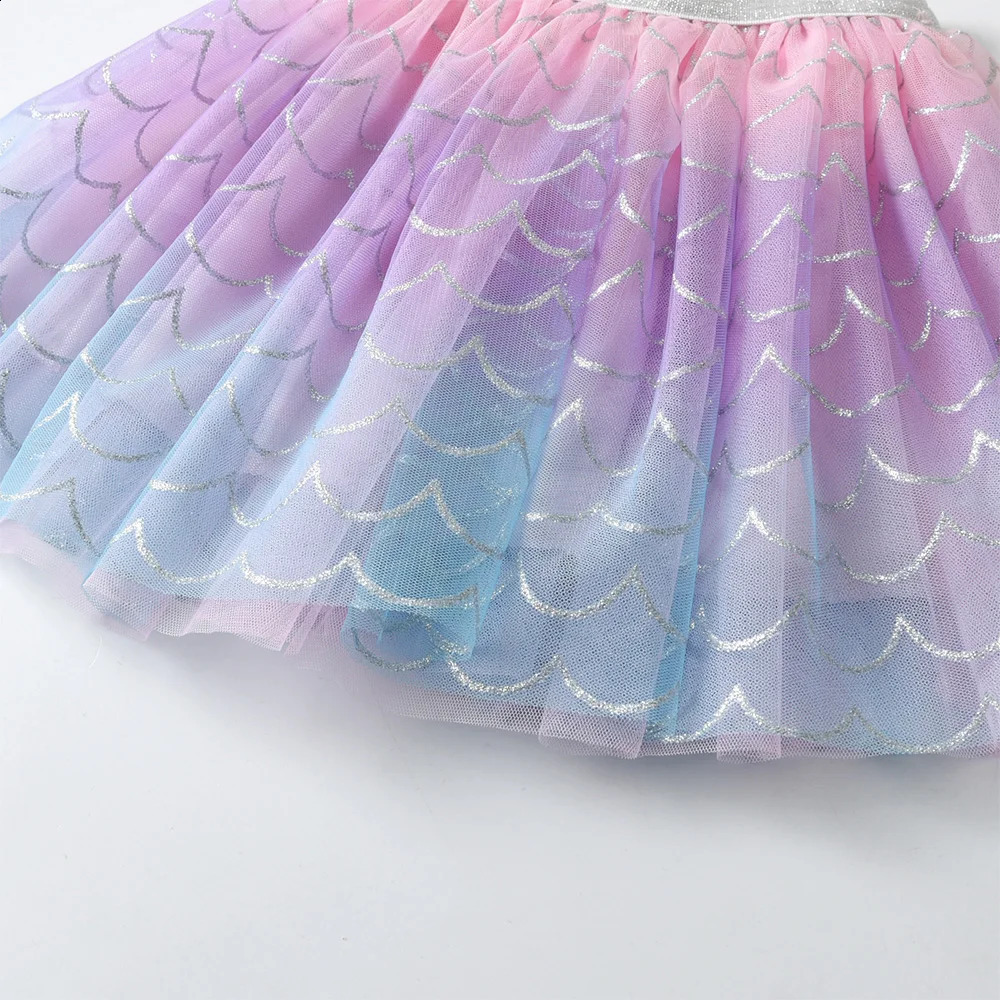VIKITA Kids Mermaid Print Skirt Girls Colorful Gradient Princess Mini Skirts Girls Party Beach Casual Skirts Children Costumes 250408