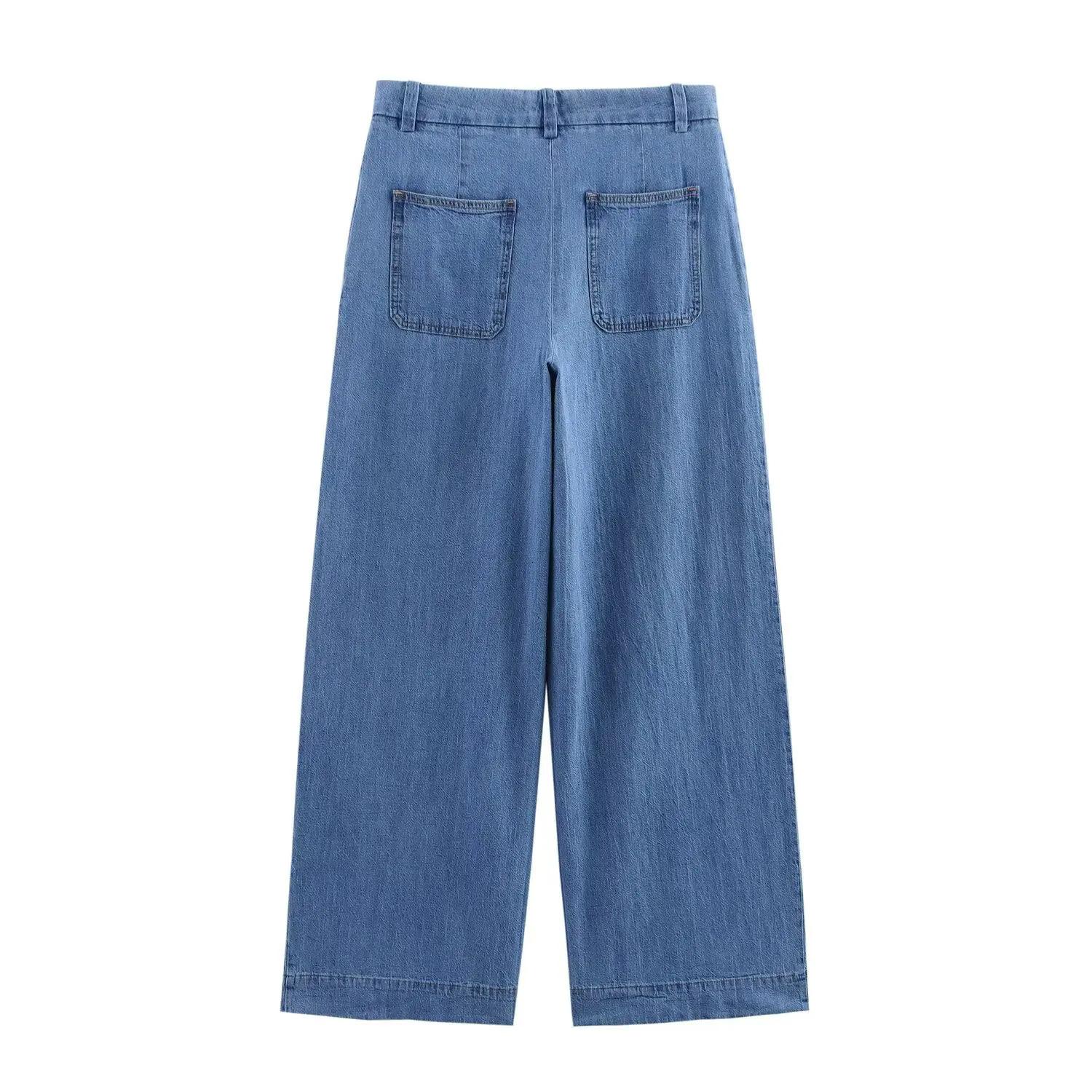 European and American style spring high waisted wide leg jeans fashionable fully matched casual pants 250407