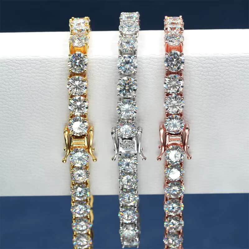 Fine Jewelry 4mm D VVSTennis Bracelet 18K White Gold S925 Silver Bracelet Mossanite Diamond Chain Paving Moissanite Tennis Chain