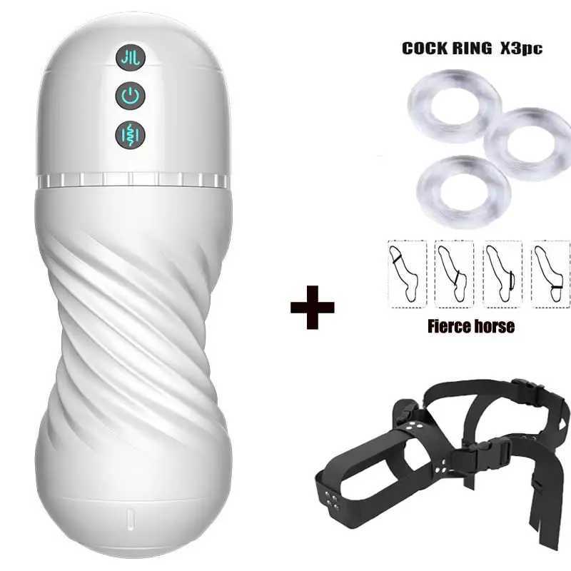 Strap on Blowjob Sex Mane Real Oral Vagina Masturbation Cup for Men Pocket Pussy Vibrating Toy Automatic Male MasturbatorW250408