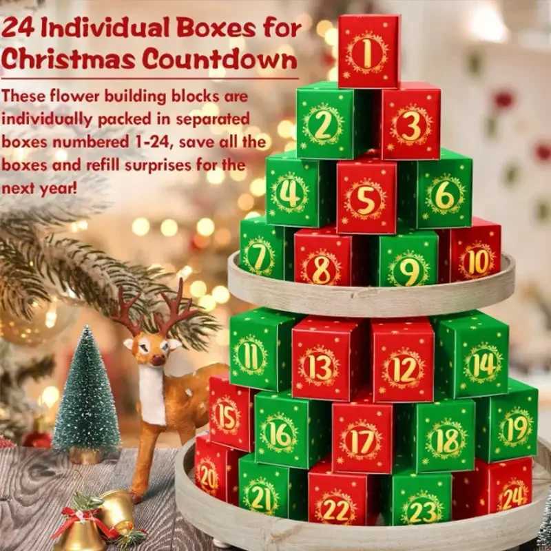 24 Days Flower Bouquet Building Blocks Christmas Advent Calendar Sunflower Countdown Advent Calendars Christmas Decoration 2025 C251108