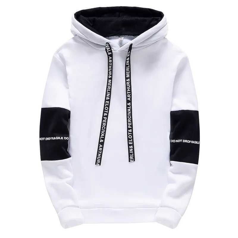 Mens hooded sportswear casual sports top autumn black and white simple zipper jogging pants street sportswear clothing W250408