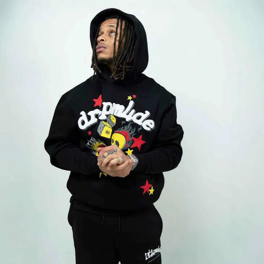 American street skull letter print fashion design pattern men's and women's summer loose hoodie