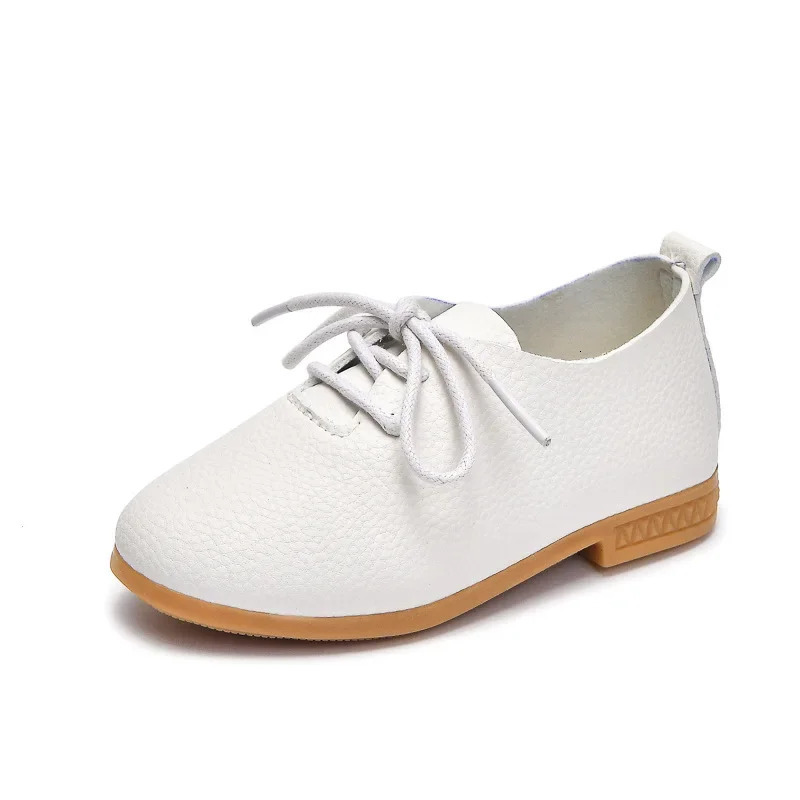 Kids Flat Shoes Solid Color Matte PU British Style Children Leather Shoes Non-slip 2025 Fashion Boys Girls Chic Shoes Soft 250407